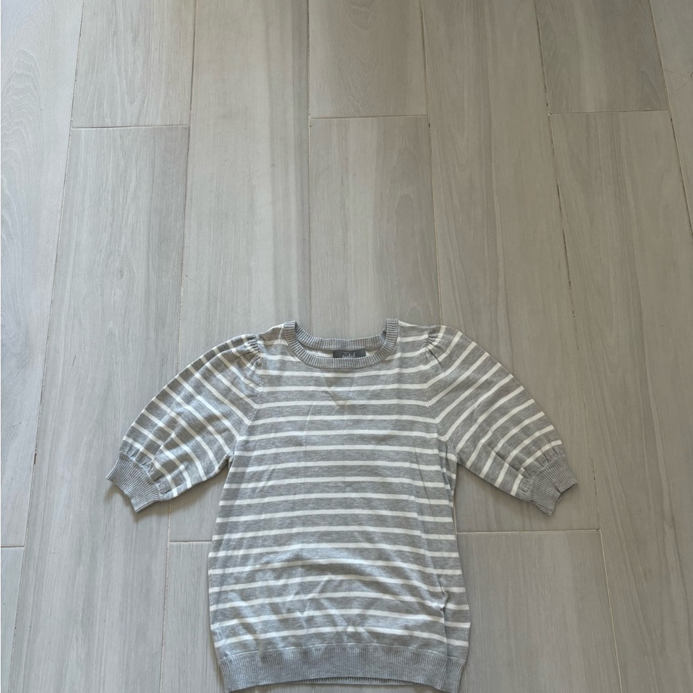 Elegant Gray Striped Women's Sweater